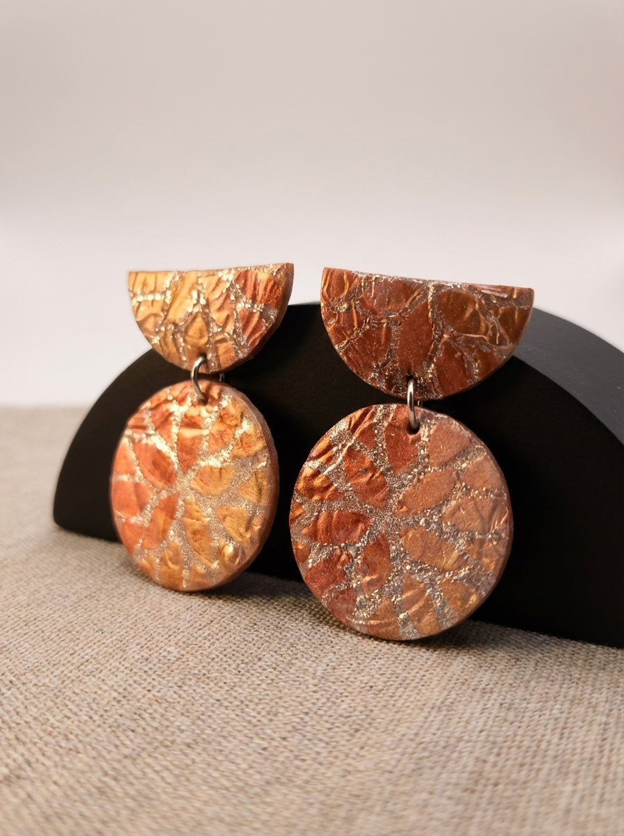 Blush Pink and Silver Textured Statement Earrings