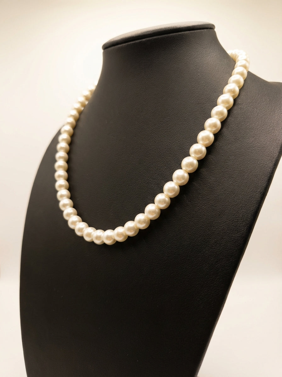 Classic Imitation Pearl Necklace with Silver Clasp