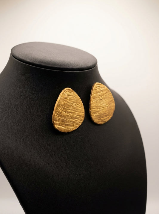 Artisan Gold Leaf Effect Drop Earrings