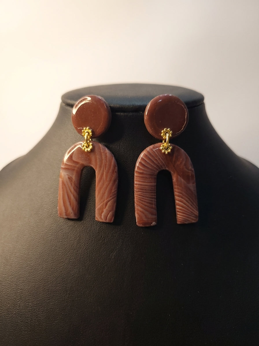 Mocha Arch Clay Earrings – Handmade Statement Earrings