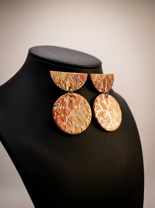 Blush Pink and Silver Textured Statement Earrings