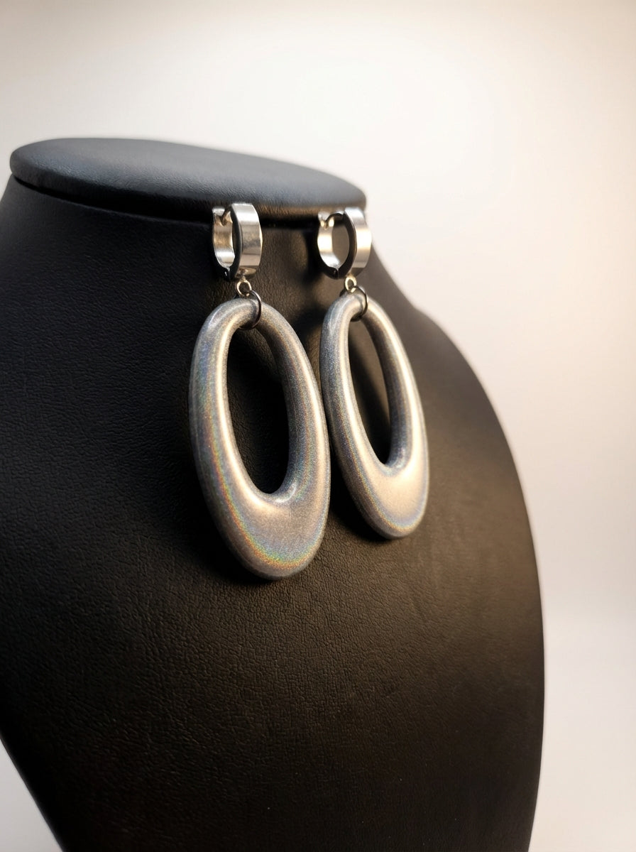 Iridescent Rainbow Resin Drop Earrings