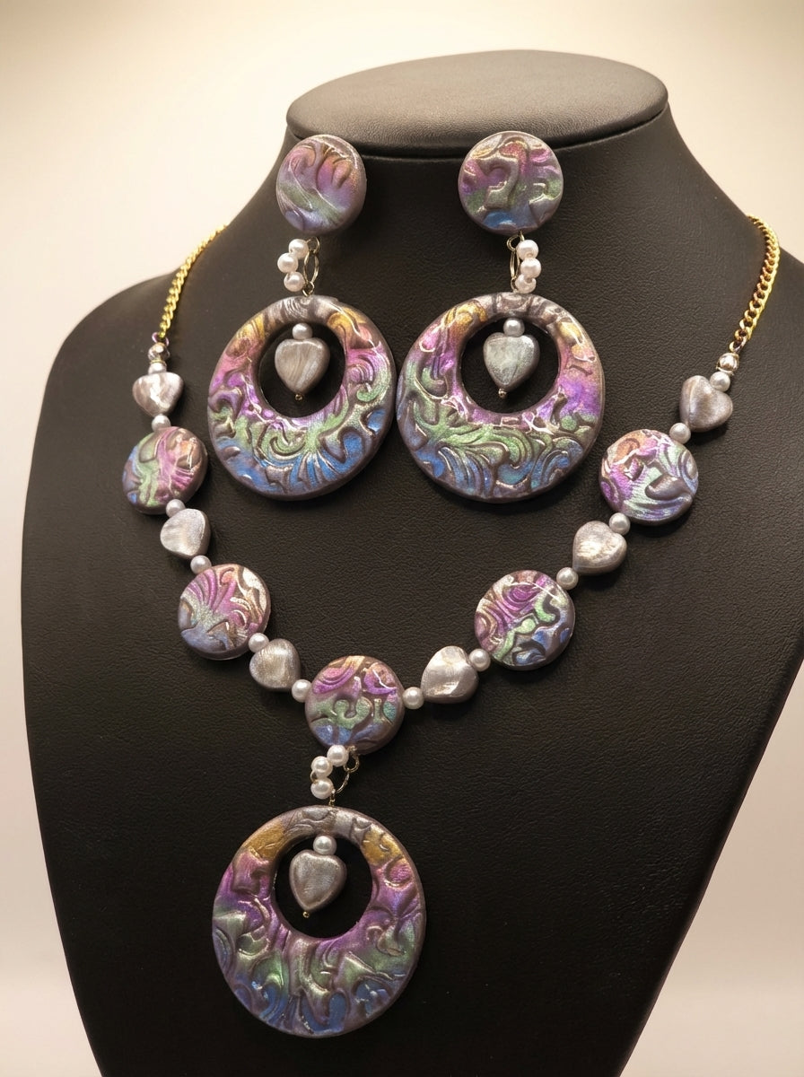 Aurora Clay Jewellery Set – Earrings & Necklace