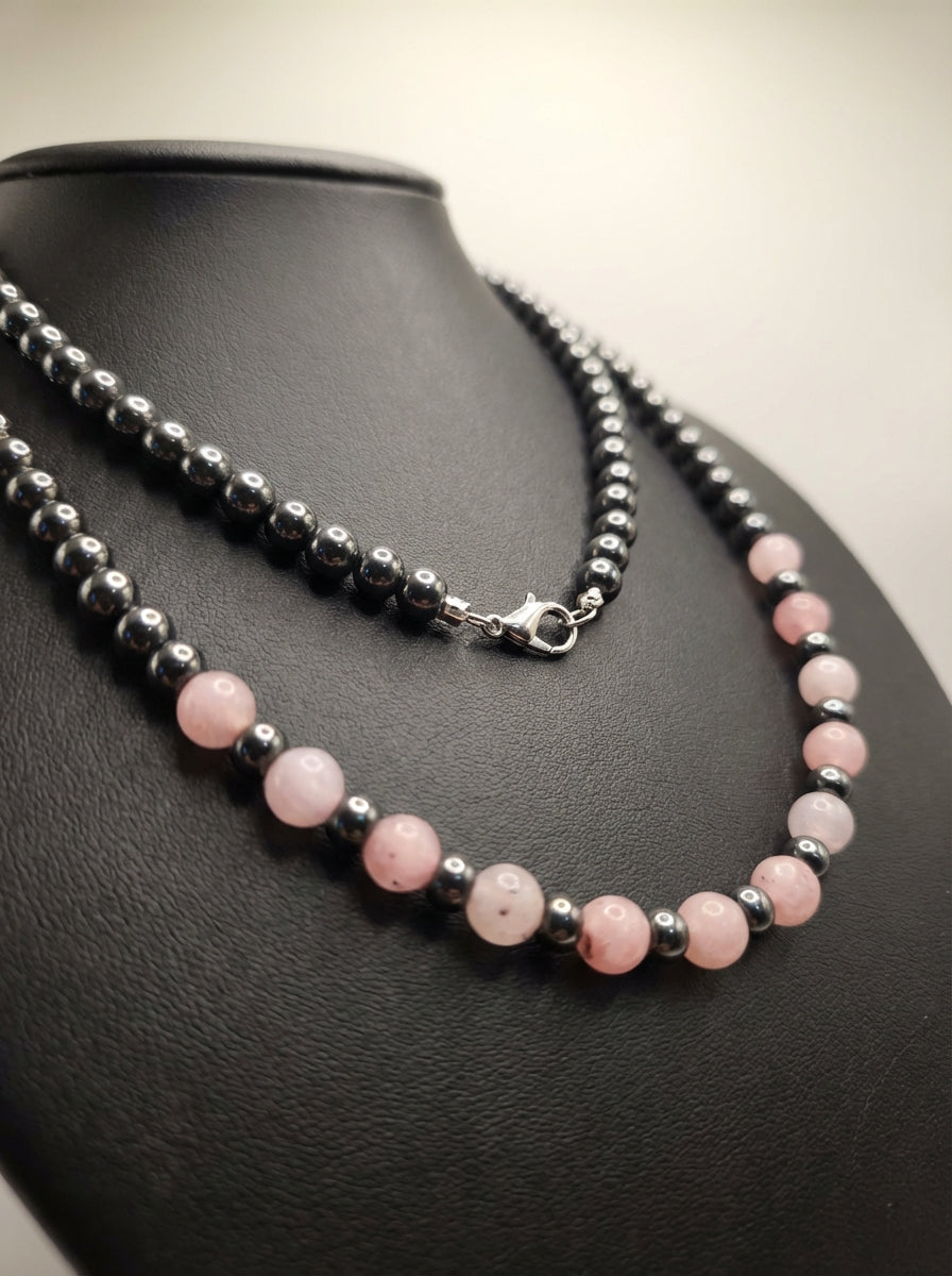 Rose Quartz & Hematite Handmade Necklace – Love, Grounding &amp; Balance