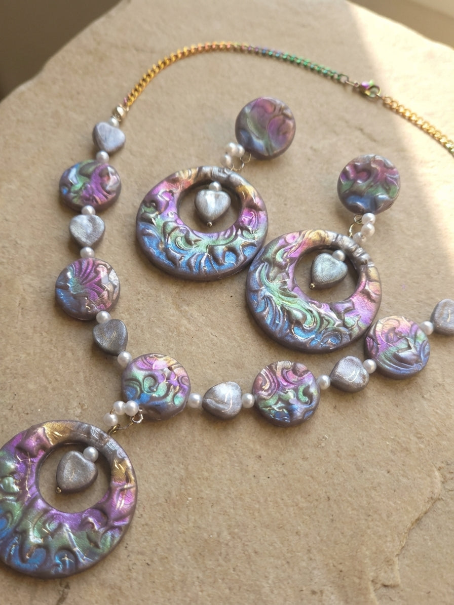 Aurora Clay Jewellery Set – Earrings & Necklace