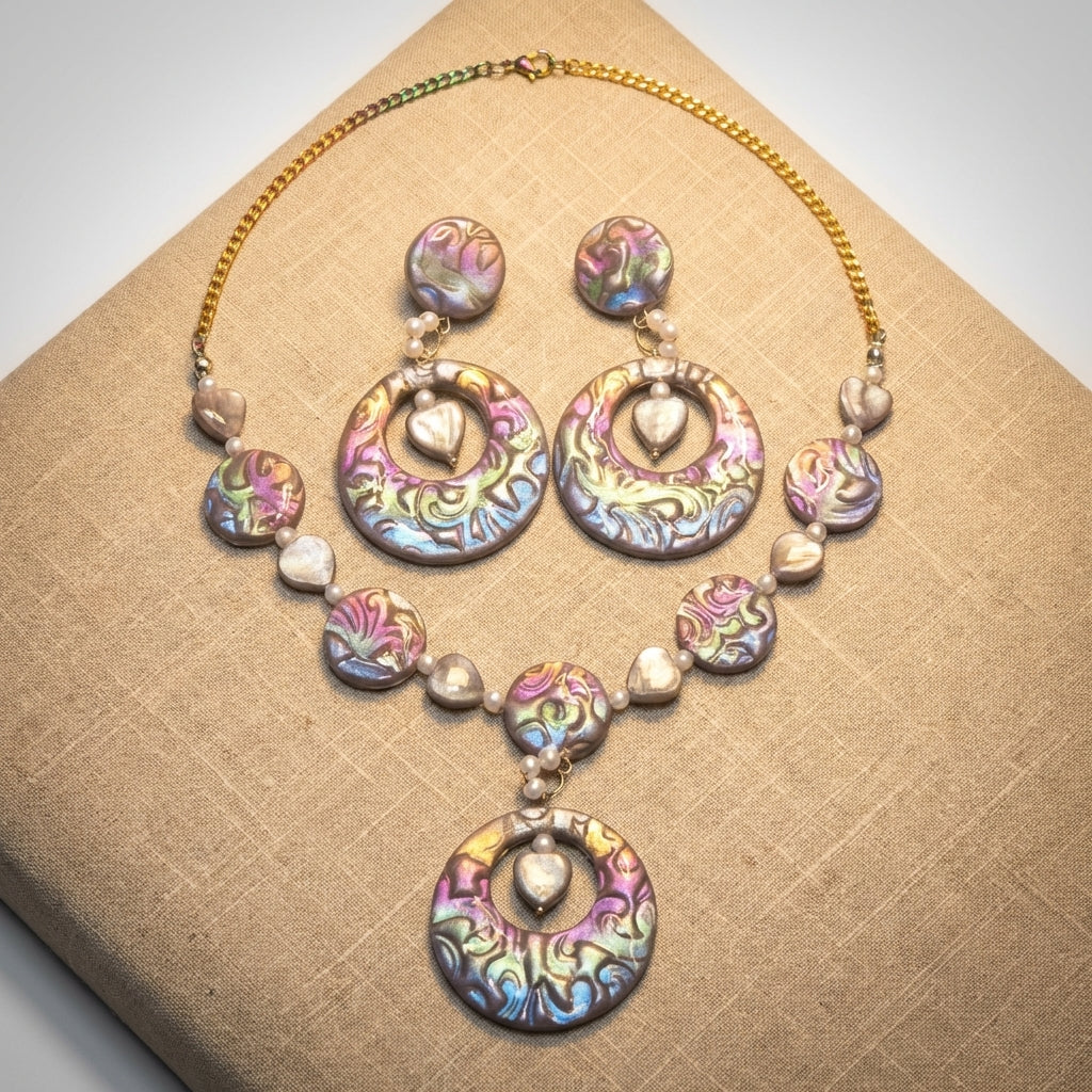 Aurora Clay Jewellery Set – Earrings & Necklace