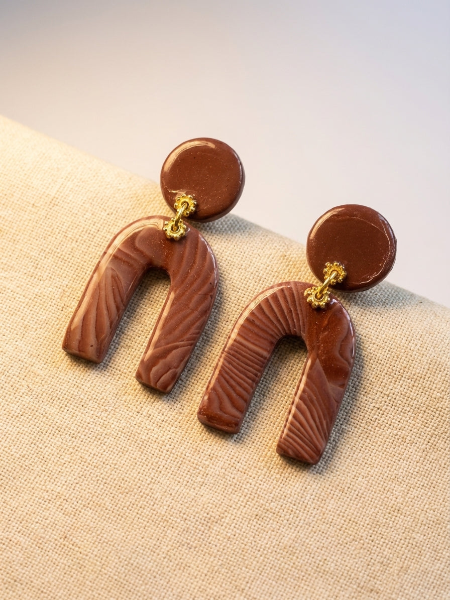 Mocha Arch Clay Earrings – Handmade Statement Earrings