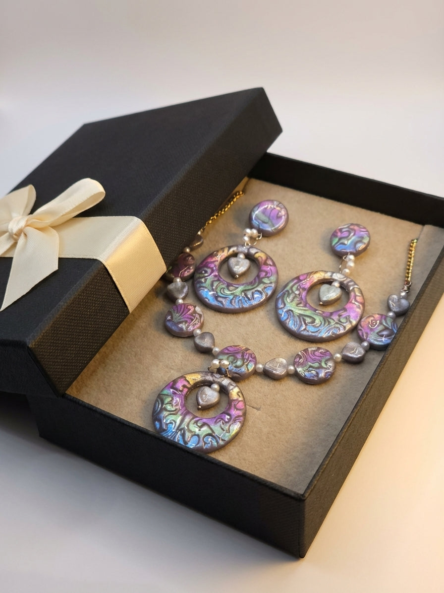 Aurora Clay Jewellery Set – Earrings & Necklace