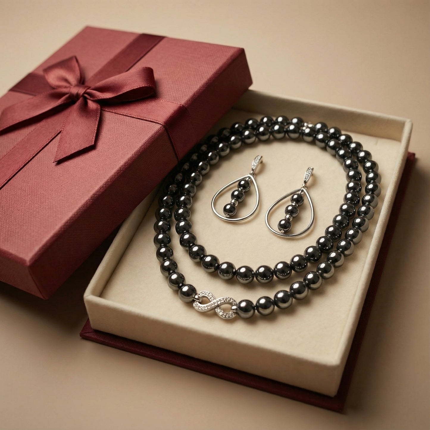 Midnight Hematite necklace set in gift box