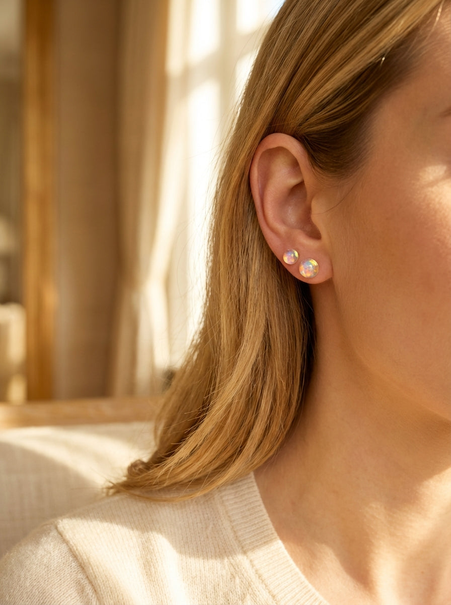 Handcrafted Iridescent Resin Studs