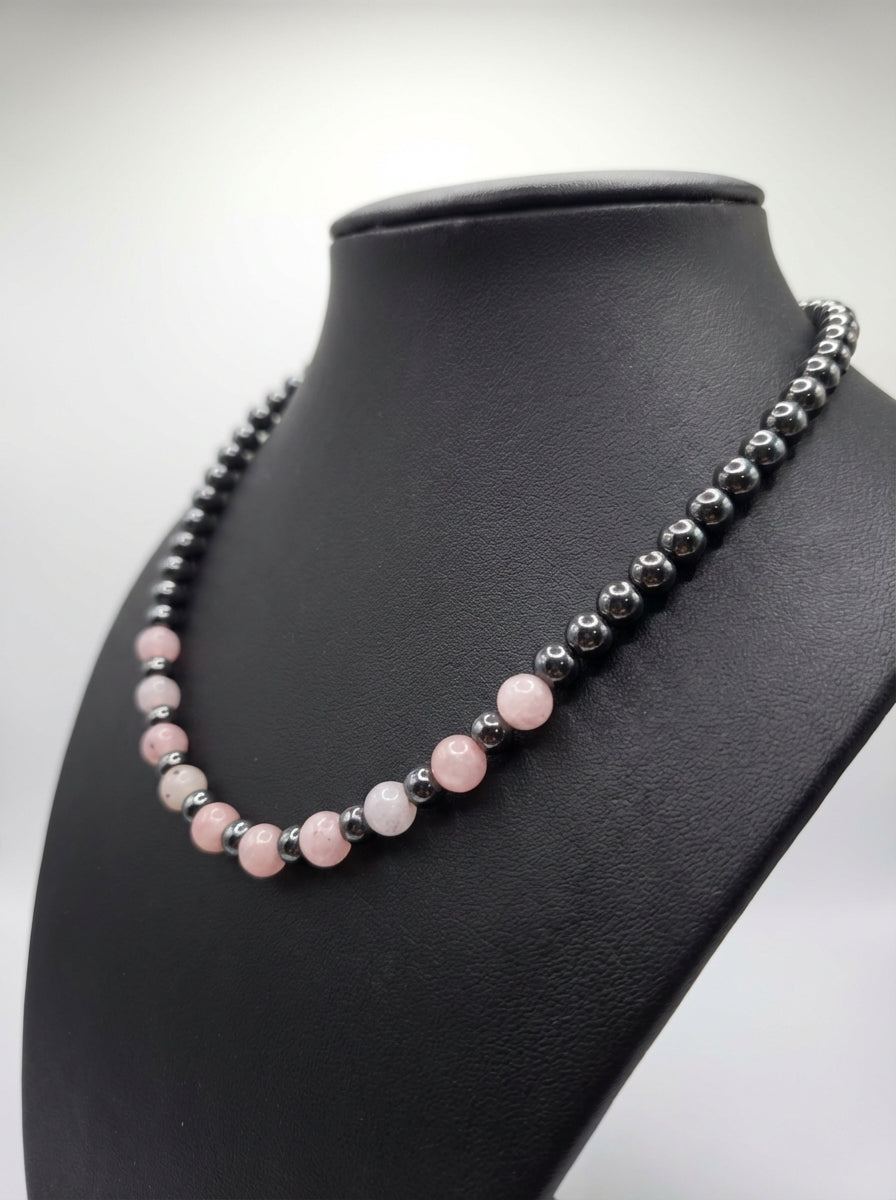Rose Quartz & Hematite Handmade Necklace – Love, Grounding &amp; Balance