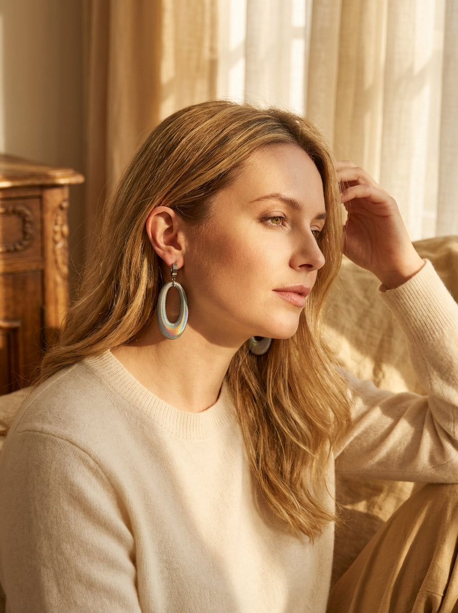 Iridescent Rainbow Resin Drop Earrings