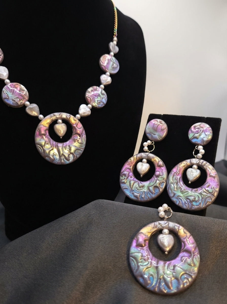 Aurora Clay Jewellery Set – Earrings & Necklace