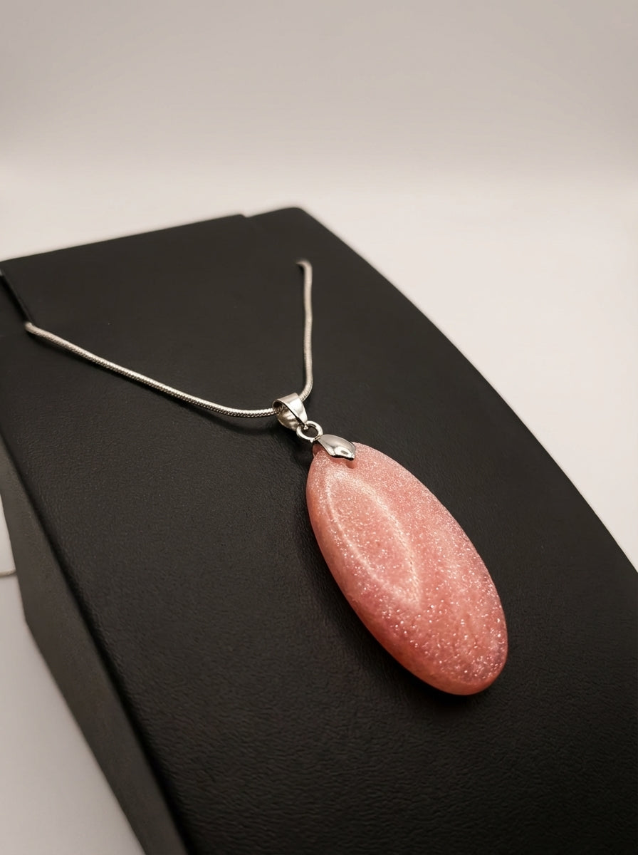 Orange Coral Shimmer Teardrop Pendant Necklace