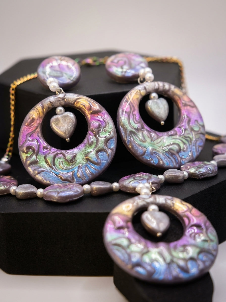 Aurora Clay Jewellery Set – Earrings & Necklace