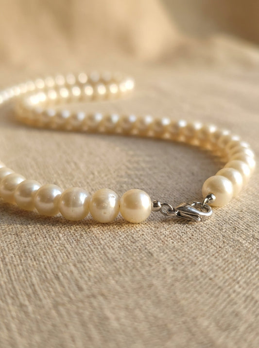 Classic Imitation Pearl Necklace with Silver Clasp